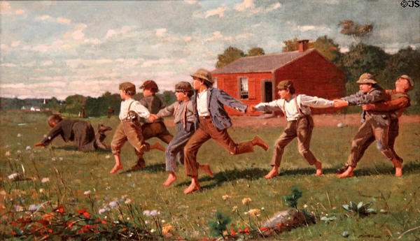Snap-the-Whip painting (1872) by Winslow Homer at Metropolitan Museum of Art. New York, NY.
