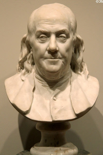 Benjamin Franklin marble bust (1778) by Jean-Antoine Houdon at Metropolitan Museum of Art. New York, NY.