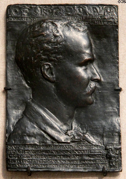 Charles McKim, architect bronze relief (1878) by Augustus Saint-Gaudens at Metropolitan Museum of Art. New York, NY.