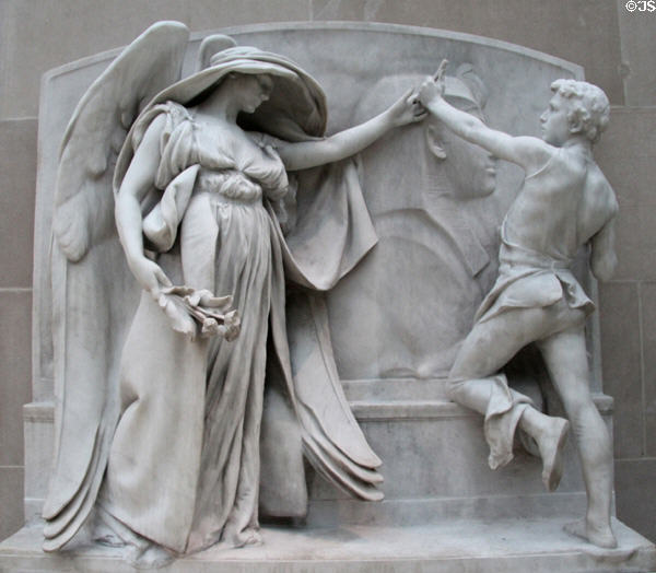Angel of Death & the Sculptor marble sculpture from Milmore Memorial (1889, carved 1921-6) by Daniel Chester French at Metropolitan Museum of Art. New York, NY.