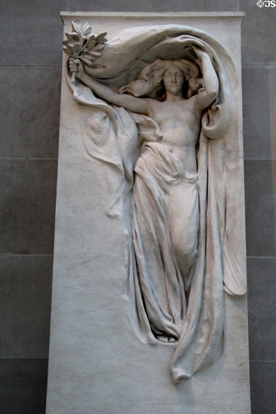 Mourning Victory marble sculpture from Melvin Memorial (1908, carved 1912-5) by Daniel Chester French at Metropolitan Museum of Art. New York, NY.