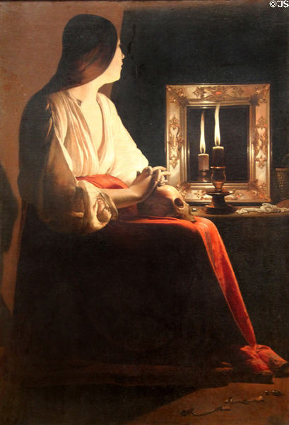 Penitent Magdalen painting (c1640) by Georges de La Tour at Metropolitan Museum of Art. New York, NY.