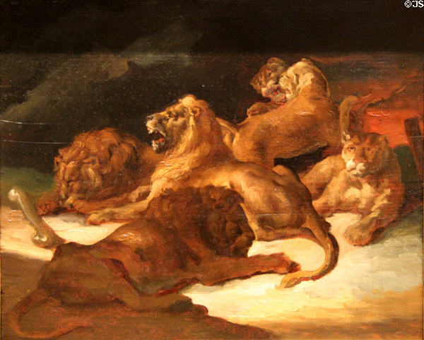 Lions in Mountainous Landscape painting (c1818-20) by Théodore Gericault at Metropolitan Museum of Art. New York, NY.