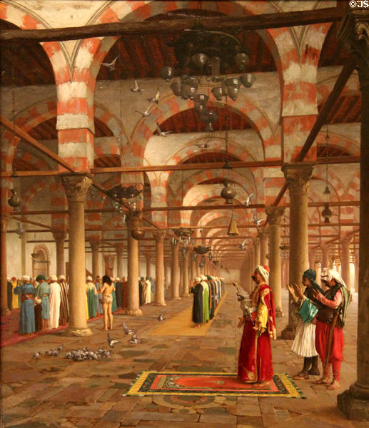 Prayer in the Mosque painting (1871) by Jean-Léon Gérôme at Metropolitan Museum of Art. New York, NY.