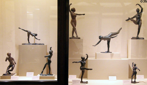Ballet dancer bronze sculptures in a variety of poses (c1882-1911) by Edgar Degas at Metropolitan Museum of Art. New York, NY.