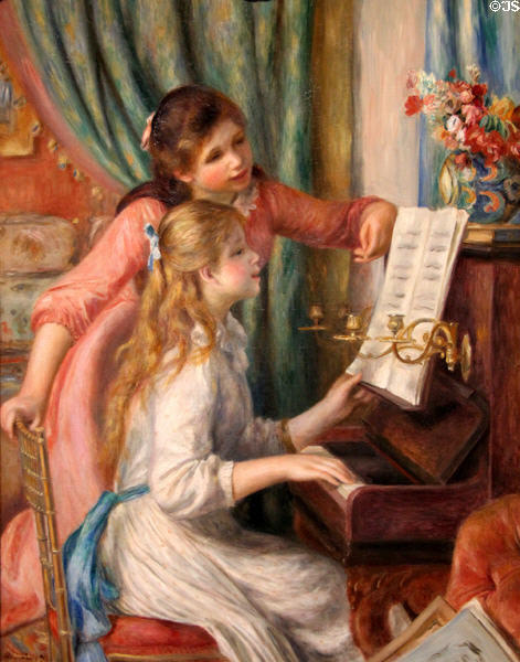 Two Young Firls at the Piano painting (1892) by Auguste Renoir at Metropolitan Museum of Art. New York, NY.