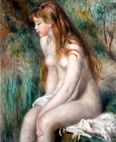 Young Girl Bathing painting (1892) by Auguste Renoir at Metropolitan Museum of Art. New York, NY.