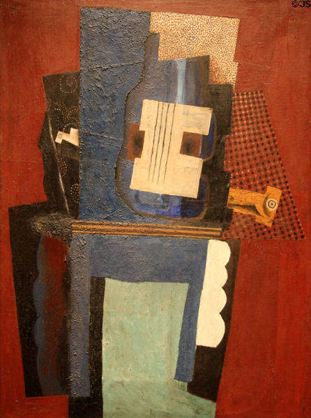 Guitar & Clarinet on Mantelpiece painting (1915) by Pablo Picasso at Metropolitan Museum of Art. New York, NY.