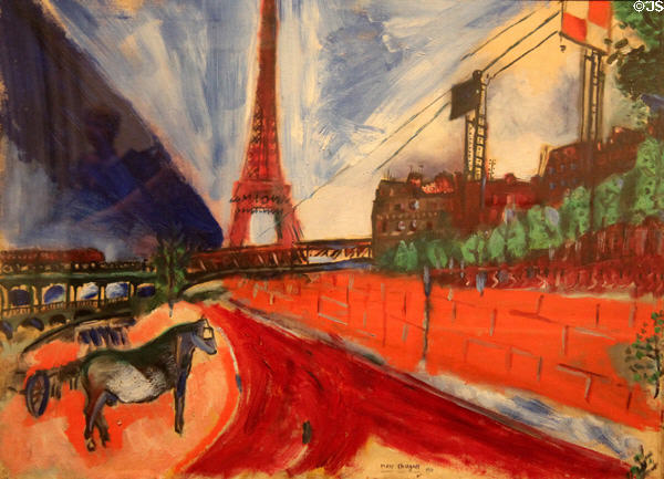 Le Pont de Passy et la Tour Eiffel painting (1911) by Marc Chagall at Metropolitan Museum of Art. New York, NY.