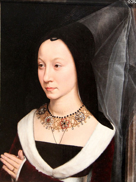 Maria Portinari portrait (c1470) by Hans Memling at Metropolitan Museum of Art. New York, NY.