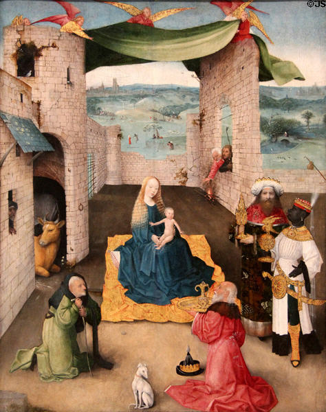 Adoration of the Magi painting (c1475) by Hieronymus Bosch at Metropolitan Museum of Art. New York, NY.