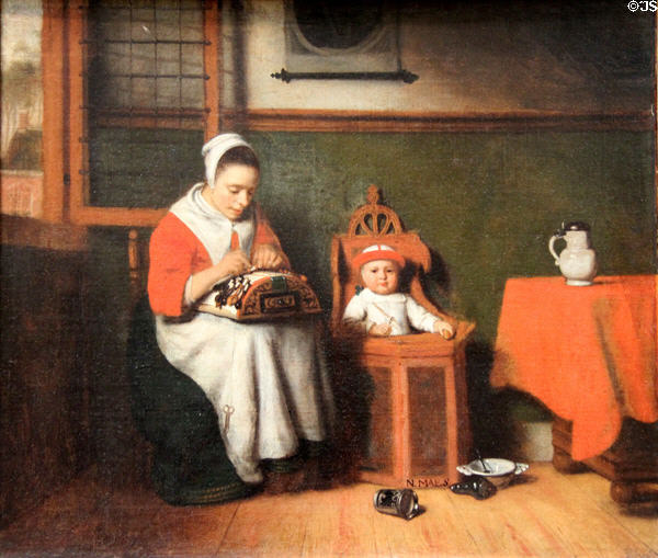 Lacemaker painting (c1656) by Nicolaes Maes at Metropolitan Museum of Art. New York, NY.