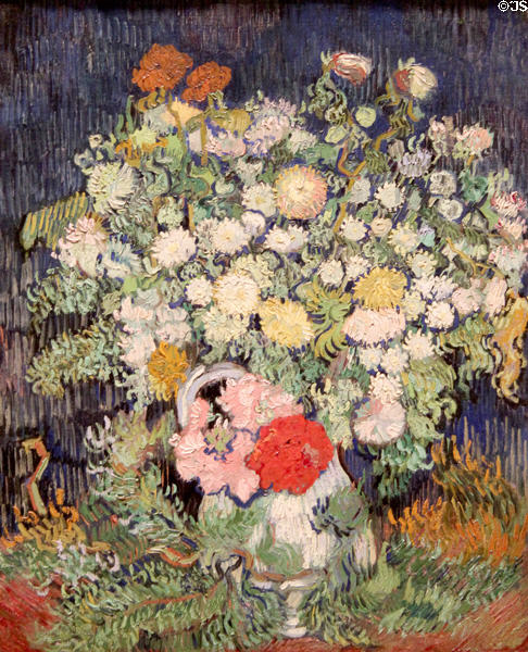 Bouquet of Flowers in a Vase painting (1890) by Vincent van Gogh at Metropolitan Museum of Art. New York, NY.