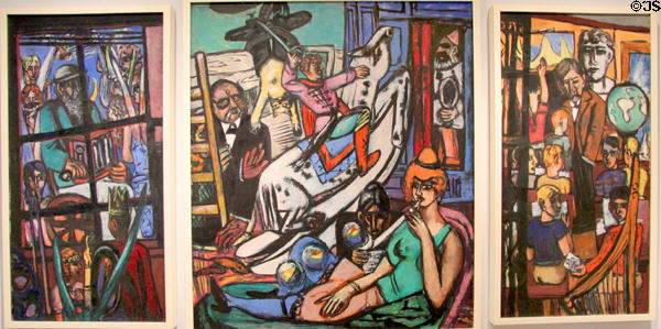 Beginning triptych painting (1948) by Max Beckmann at Metropolitan Museum of Art. New York, NY.