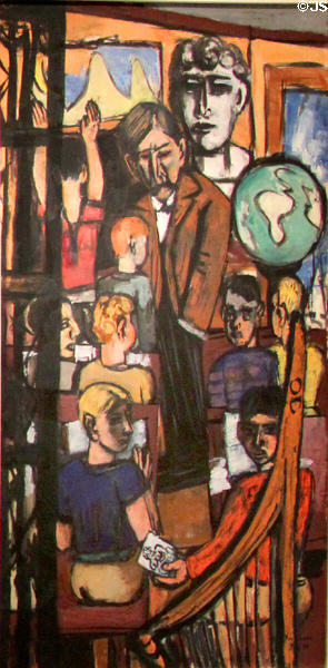 Beginning right fantasy panel painting (1948) by Max Beckmann at Metropolitan Museum of Art. New York, NY.