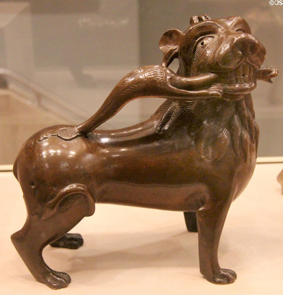 Lion biting dragon copper aquamanile (c1200) from Northern Germany at Metropolitan Museum of Art. New York, NY.