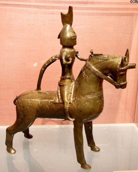 Knight on horseback bronze aquamanile (c1350) from Lower Saxony Germany at Metropolitan Museum of Art. New York, NY.