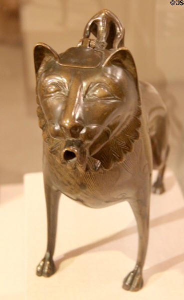 Copper alloy lion aquamanile (late 13thC - early 14thC) from Lower Saxony at Metropolitan Museum of Art. New York, NY.