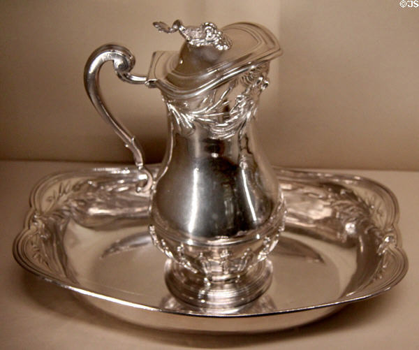 Silver ewer & basin (1745-6) by Marc Bazille of Montpellier, France at Metropolitan Museum of Art. New York, NY.