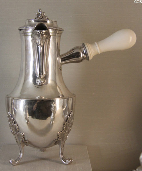 Silver coffeepot (1789) by Denys Frankson of Paris at Metropolitan Museum of Art. New York, NY.