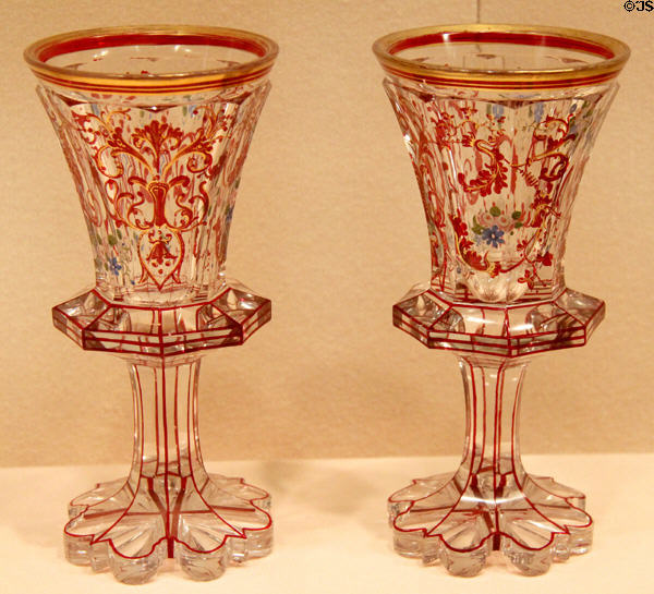 Cut glass standing cups (1845-50) from Bohemia at Metropolitan Museum of Art. New York, NY.