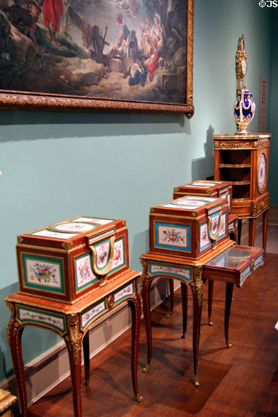 Jewel boxes on stands c1775 by Martin Carlin for Sèvres porcelain at Metropolitan Museum of Art. New York, NY.