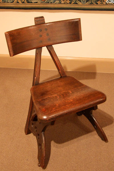 Oak side chair (1870) by Edward Welby Pugin at Metropolitan Museum of Art. New York, NY.