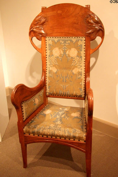 Art Nouveau armchair with Aubusson tapestry covers (c1905) by Henri-Jules-Ferdinand Bellery-Desfontaines of Paris at Metropolitan Museum of Art. New York, NY.