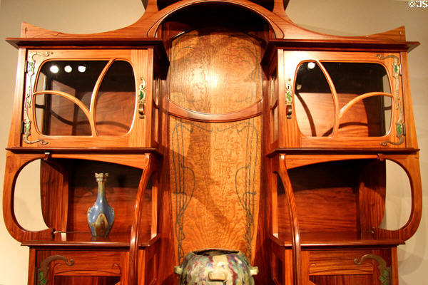 Detail of Art Nouveau cabinet-vitrine (1899) by Gustave Serrurier-Bovy of Liege, Belgian at Metropolitan Museum of Art. New York, NY.