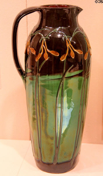 Earthenware pitcher (c1900) by Max Läuger for Tonwerke Kandern of Germany at Metropolitan Museum of Art. New York, NY.
