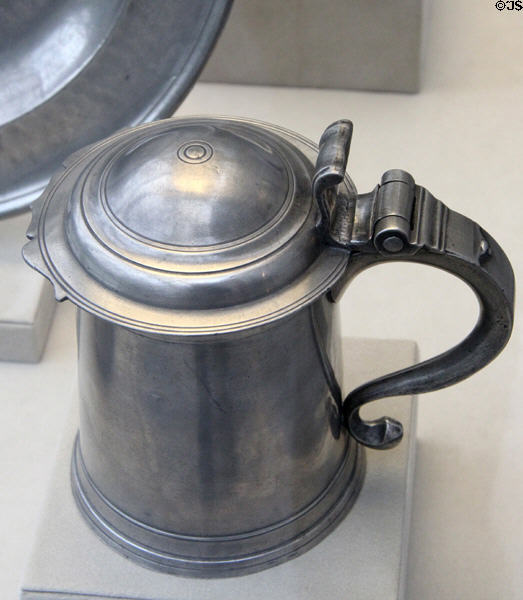 Pewter tankard (1752-74) by John Will of New York City at Metropolitan Museum of Art. New York, NY.