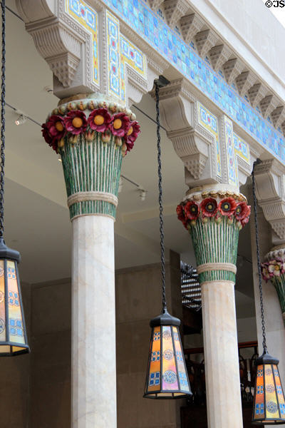 Details of loggia from Laurelton Hall, Oyster Bay, NY (1902-5) by Louis C. Tiffany of Tiffany Studios, New York City at Metropolitan Museum of Art. New York, NY.