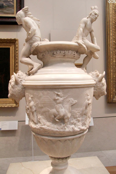 Marble Indian vase sculpture (1876) by Ames Van Wart at Metropolitan Museum of Art. New York, NY.