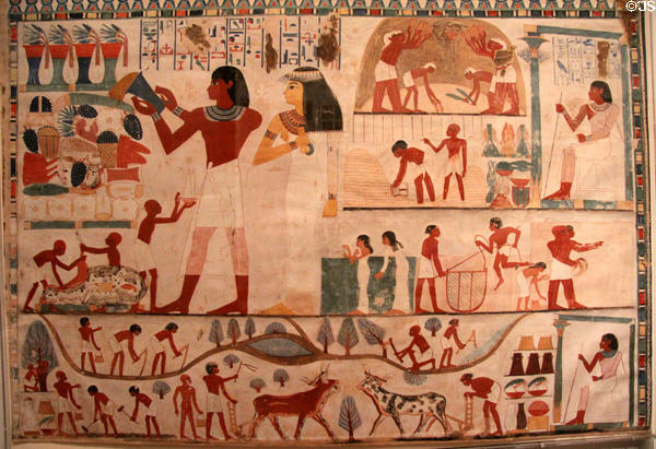 Egyptian wall painting facsimiles (New Kingdom) at Metropolitan Museum of Art. New York, NY.