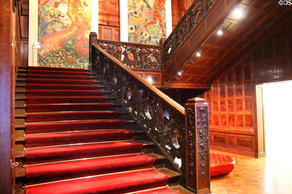 Main staircase at Cooper Hewett Museum originally designed as Carnegie Mansion. New York City, NY.