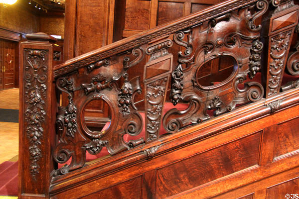 Details of stairway banister at Cooper Hewett Museum. New York City, NY.