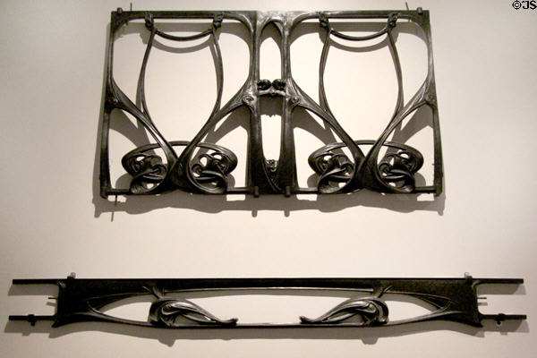 Cast iron Art Nouveau balcony grilles (1909-11 & c1900) by Hector Guimard at Cooper Hewett Museum. New York City, NY.