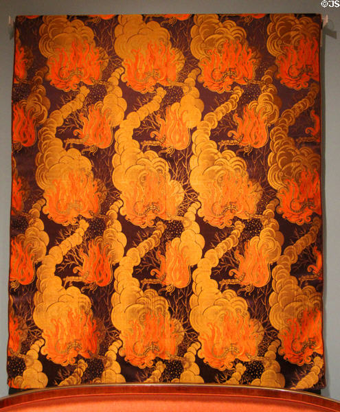 Fire silk textile (1925) exhibited at 1925 Paris Expo by Yvonne Clarinval for Tassinari & Catel of Paris & Lyon at Cooper Hewett Museum. New York City, NY.