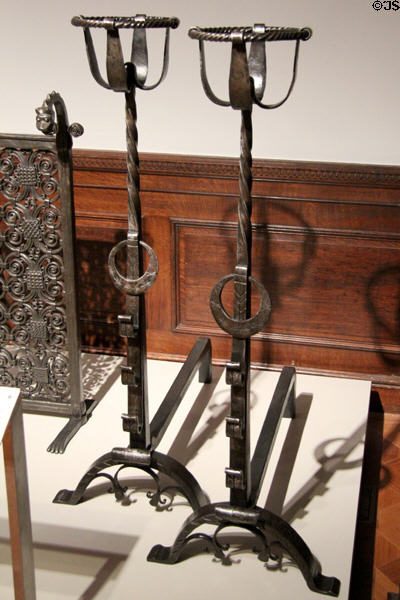 Wrought iron andiron for Westinghouse Air Brake Building (c1927) by Samuel Yellin at Cooper Hewett Museum. New York City, NY.