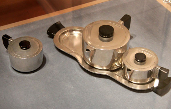 Dinette Tea Set (c1928) by Jean George Theobald for Old Colony Pewter at Cooper Hewett Museum. New York City, NY.