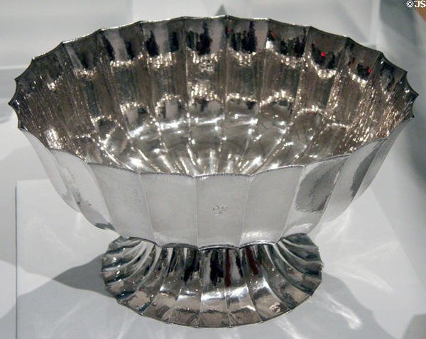 Silver bowl (1917) by Josef Hoffmann & made by Wiener Werkstätte at Cooper Hewett Museum. New York City, NY.