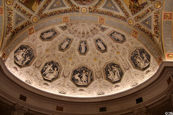 Ceiling murals convey myths at Morgan Library. New York City, NY.