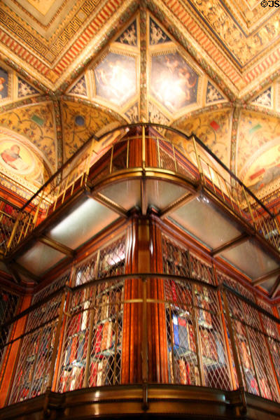 Antique library ceiling at Morgan Library. New York City, NY.