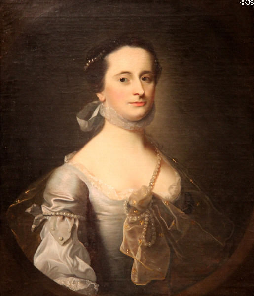 Mrs. Benjamin Davis (née Anstice Greenleaf) portrait (c1764) by John Singleton Copley at Brooklyn Museum. Brooklyn, NY.
