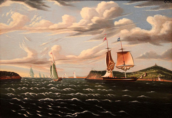 Staten Island & the Narrows painting (c1835-55) by Thomas Chambers at Brooklyn Museum. Brooklyn, NY.