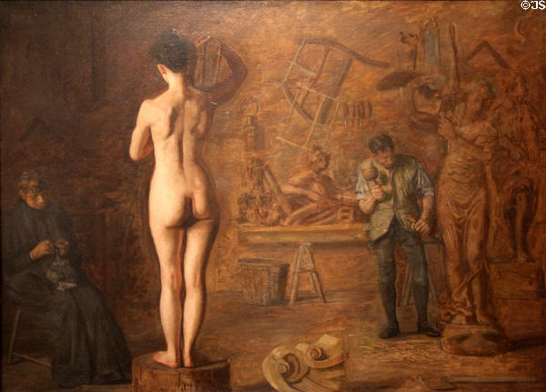 William Rush Carving His Allegorical Figure of the Schuylkill River painting (1908) by Thomas Eakins at Brooklyn Museum. Brooklyn, NY.