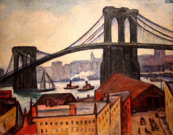 View of Brooklyn Bridge painting by Samuel Halpert at Brooklyn Museum. Brooklyn, NY.