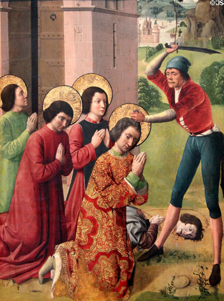 Martyrdom of Sts. Cosmas & Damian with their Three Brothers painting (c1480s-90s) by a Northern French artist at Brooklyn Museum. Brooklyn, NY.