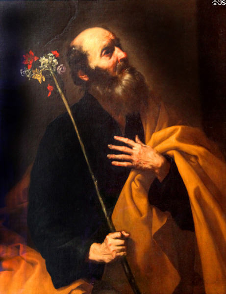 St Joseph with the Flowering Rod painting (early 1630s) by Jusepe de Ribera at Brooklyn Museum. Brooklyn, NY.