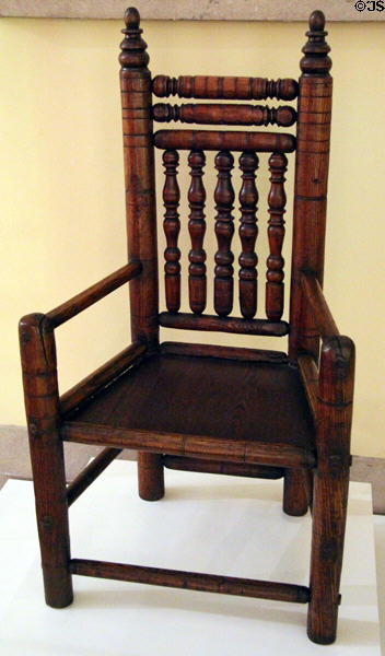American oak armchair (1650-1700) at Brooklyn Museum. Brooklyn, NY.